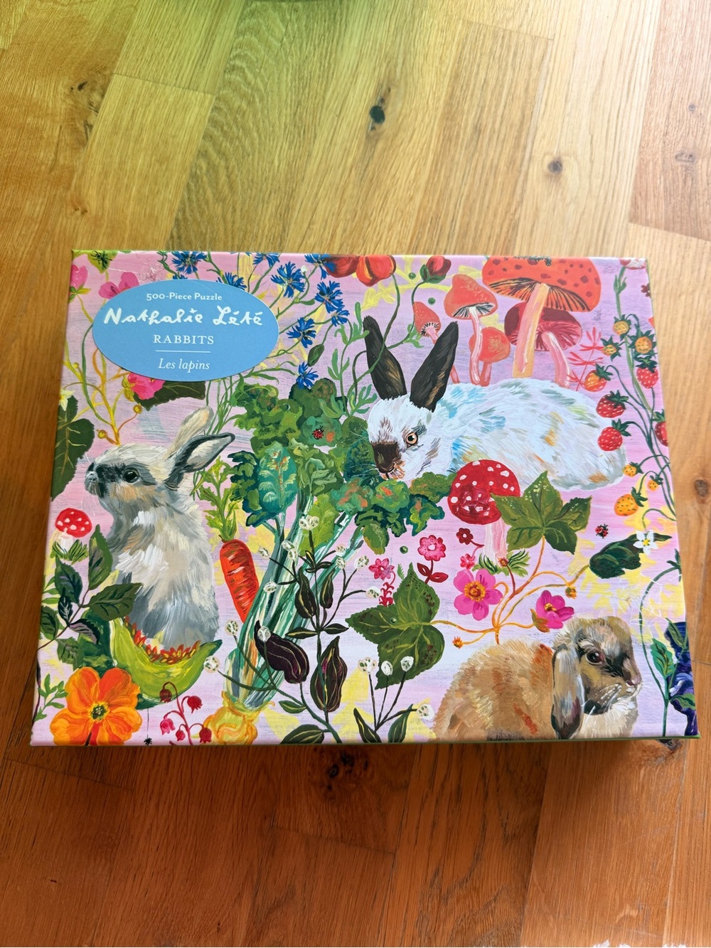 Anthropologie Puzzle Nathalie Lété Rabbits 500-Piece - Pink Floral Bunny Artwork